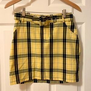 Hollister Nwt Belted Yellow Plaid Skirt Size XS Color: Black/Yellow